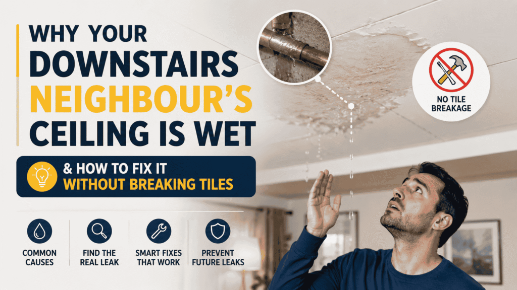 Why Your Downstairs Neighbour's Ceiling Is Wet & How to Fix It Without Breaking Tiles